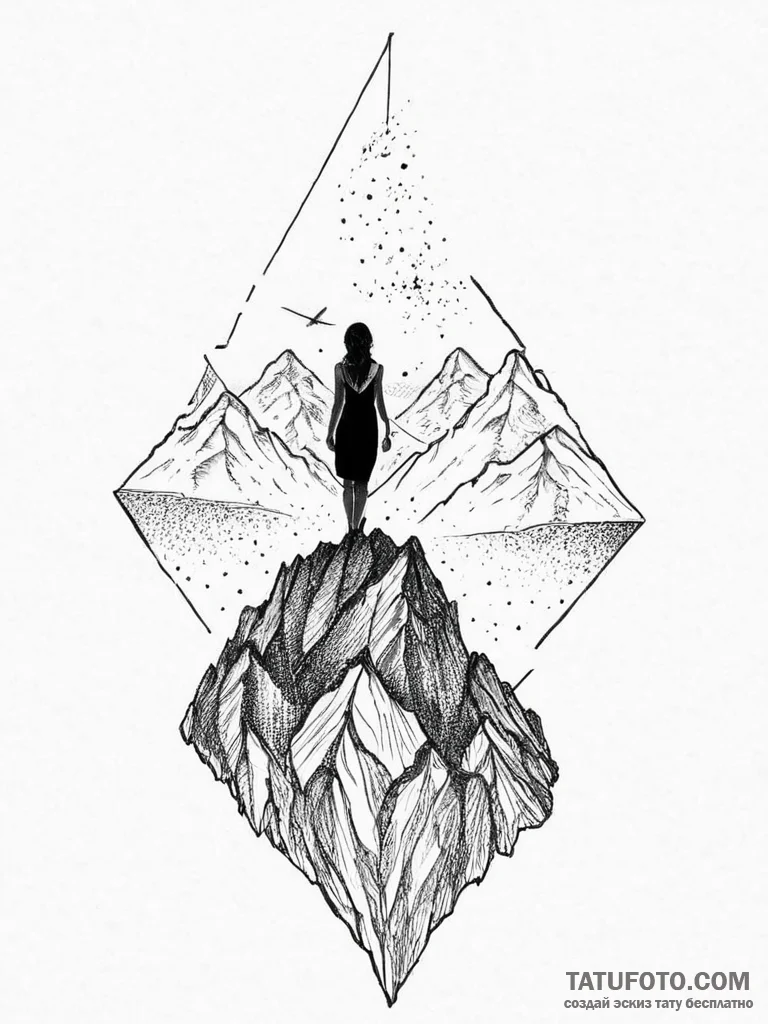 Tattoo sketch a minimalist silhouette of a wo... - эскиз тату (№1753986768_0, 31.07.2025 18:32) — Tatufoto.com