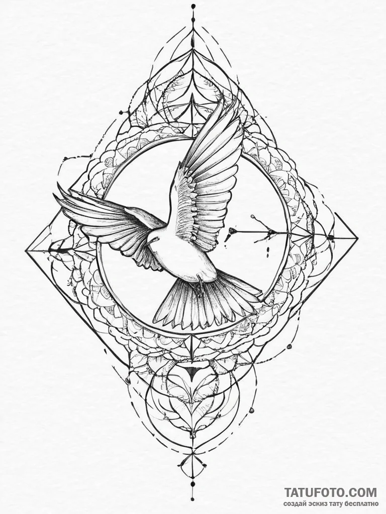 Tattoo design a silhouette of a flying bird,... - эскиз тату (№1753987172_0, 31.07.2025 18:39) — Tatufoto.com