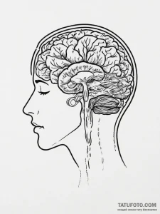 Human head with exposed holographic brain, ta... - эскиз тату (№1753987574_0, 31.07.2025 18:46) — Tatufoto.com