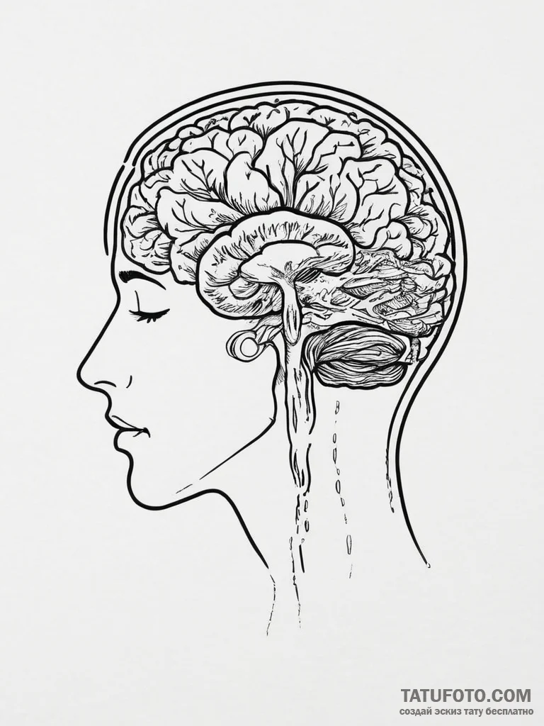 Human head with exposed holographic brain, ta... - эскиз тату (№1753987574_0, 31.07.2025 18:46) — Tatufoto.com