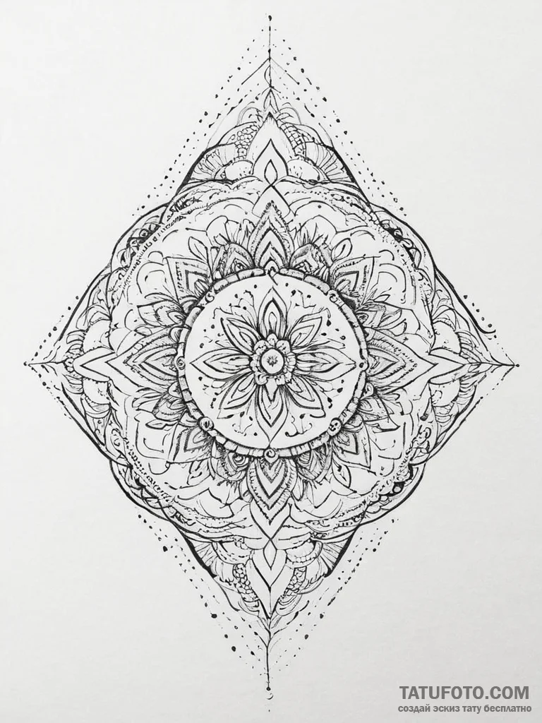 Tattoo sketch an intricate mandala pattern fi... - эскиз тату (№1753987768_0, 31.07.2025 18:49) — Tatufoto.com