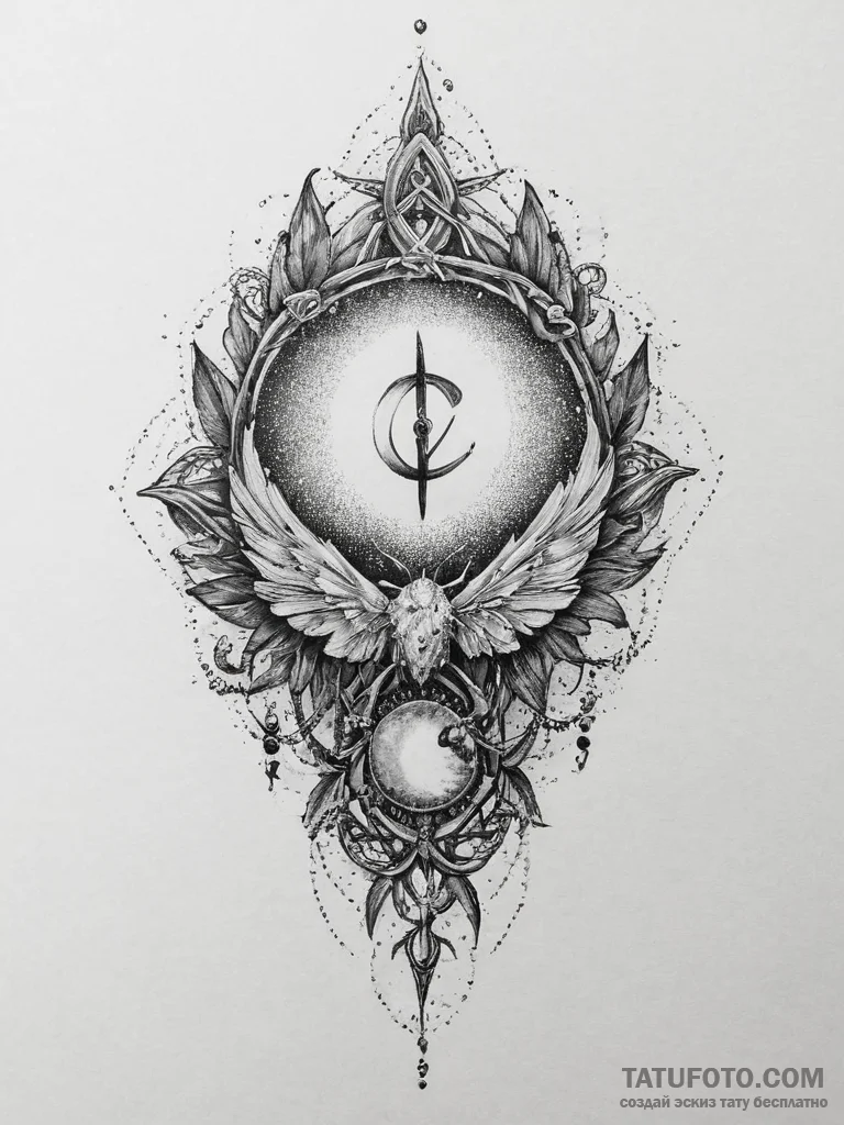 145. tattoo sketch: "potok" rune with element... - эскиз тату (№1753987981_0, 31.07.2025 18:53) — Tatufoto.com