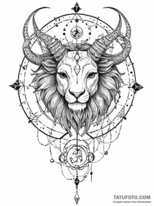 Tattoo design a zodiac animal guarding an anc... - эскиз тату (№1753989987_0, 31.07.2025 19:26) — Tatufoto.com