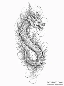 A fern frond unfurling, tattoo line art, dotw... - эскиз тату (№1753990993_0, 31.07.2025 19:43) — Tatufoto.com