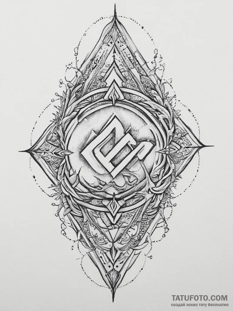 61. tattoo sketch: the rune "chernobog," rend... - эскиз тату (№1753991195_0, 31.07.2025 19:46) — Tatufoto.com