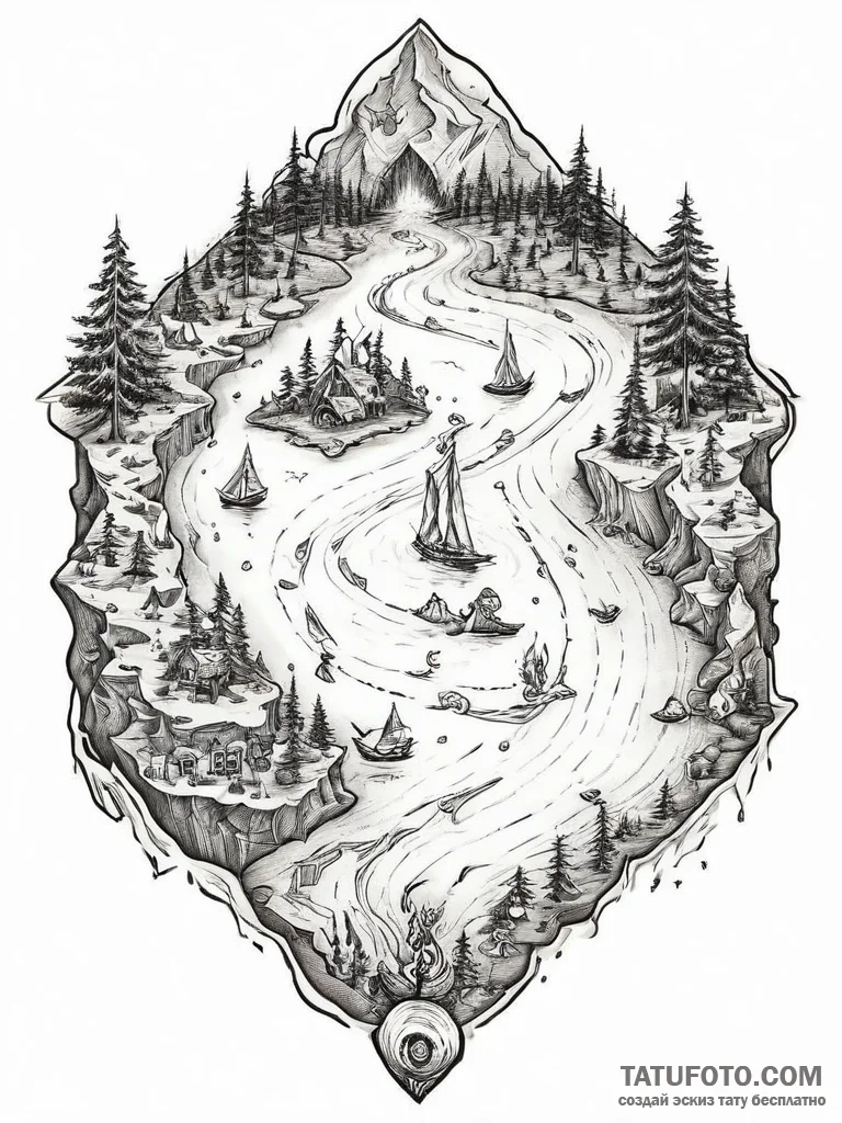 Tattoo design a dungeon crawl map with a glow... - эскиз тату (№1753992404_0, 31.07.2025 20:06) — Tatufoto.com