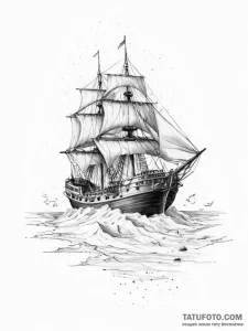 A ship sailing on a sea of sand, tattoo sketc... - эскиз тату (№1753992803_0, 31.07.2025 20:13) — Tatufoto.com