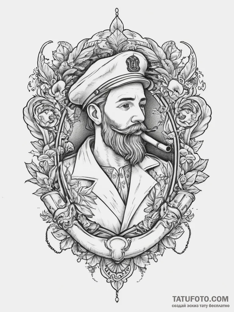 Tattoo sketch a weighty, ornate pipe, for con... - эскиз тату (№1753994196_0, 31.07.2025 20:36) — Tatufoto.com