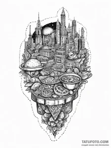 A street food market in mexico city at night.... - эскиз тату (№1753995436_0, 31.07.2025 20:57) — Tatufoto.com