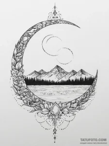 A design of veles's horns forming a crescent... - эскиз тату (№1753997319_0, 31.07.2025 21:28) — Tatufoto.com