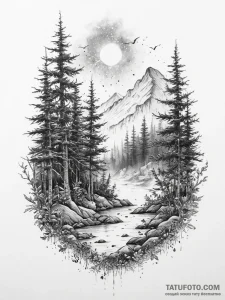 Tattoo sketch an ethereal mist rising from a... - эскиз тату (№1753997733_0, 31.07.2025 21:35) — Tatufoto.com