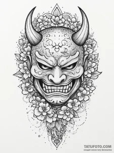A polynesian tiki mask, ink illustration for... - эскиз тату (№1753998121_0, 31.07.2025 21:42) — Tatufoto.com