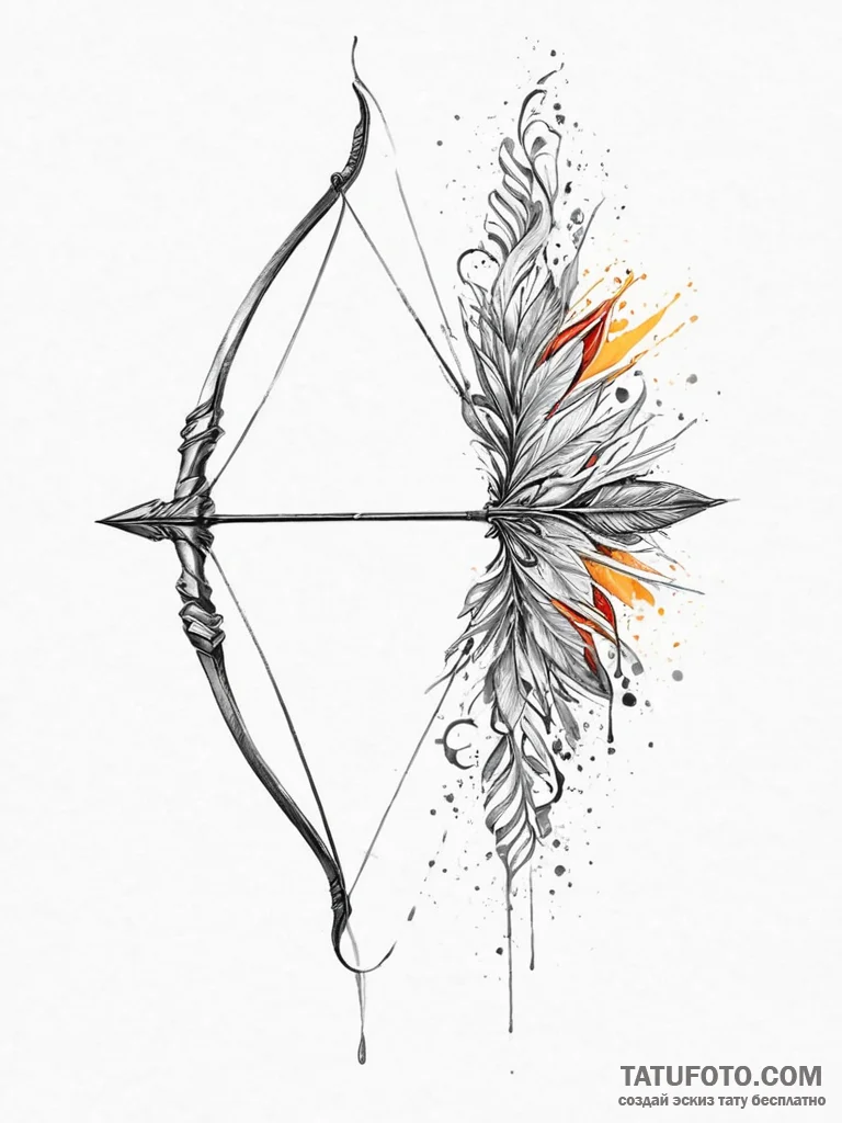 Tattoo design a stylized elven bow with an ar... - эскиз тату (№1753998324_0, 31.07.2025 21:45) — Tatufoto.com