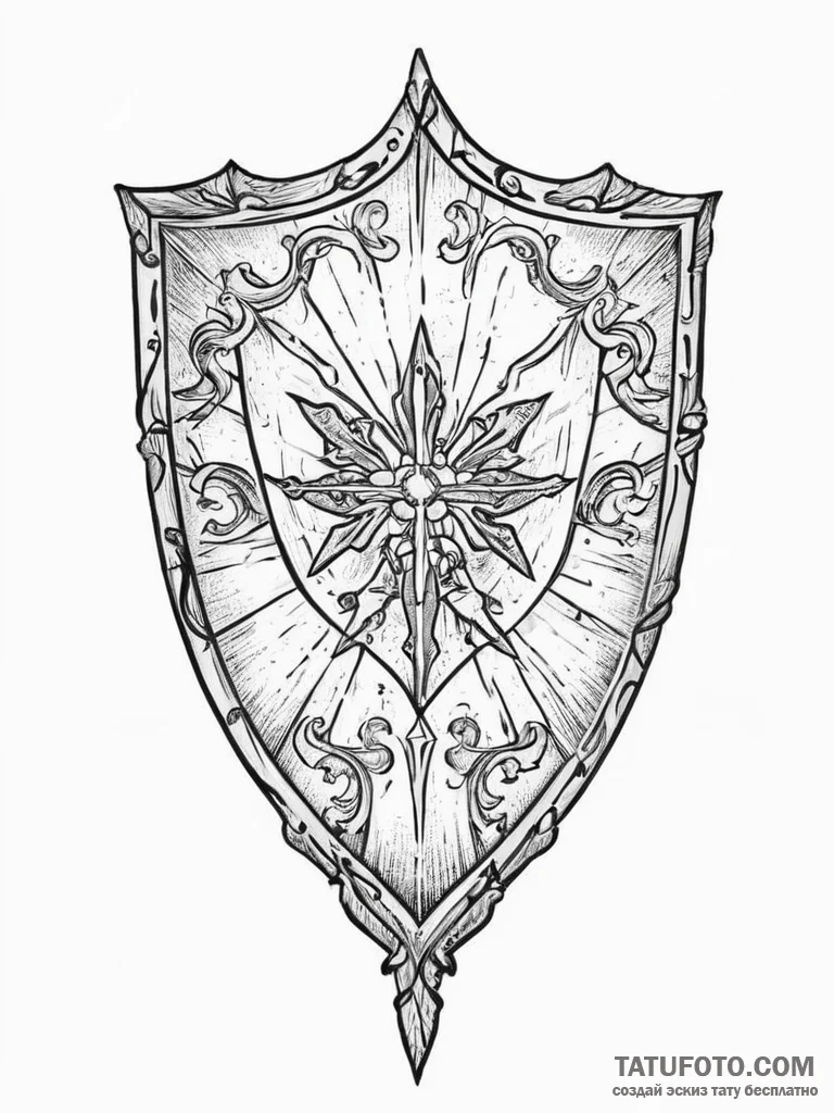 Tattoo design a weathered medieval shield bea... - эскиз тату (№1753999336_0, 31.07.2025 22:02) — Tatufoto.com