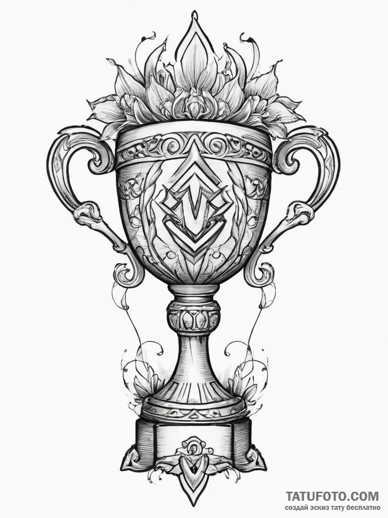 Tattoo design a stylized trophy cup with a un... - эскиз тату (№1753999736_0, 31.07.2025 22:08) — Tatufoto.com
