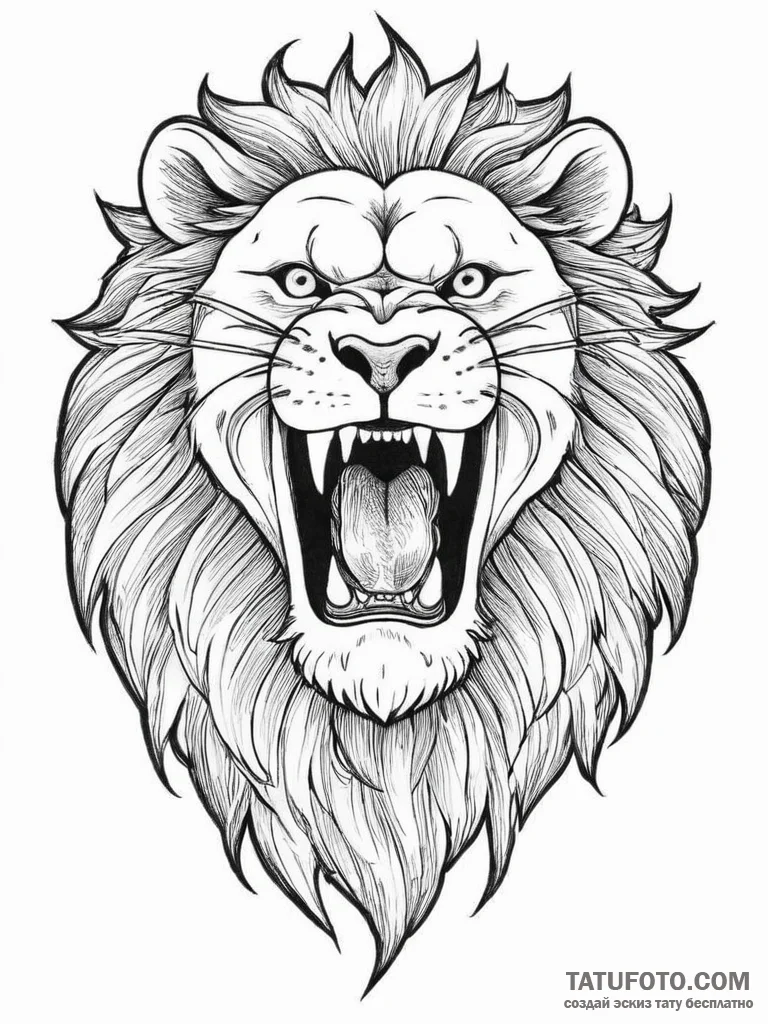 Tattoo design a stylized lion's roar or a bir... - эскиз тату (№1754000319_0, 31.07.2025 22:18) — Tatufoto.com