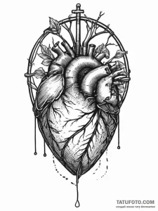 Anatomical heart as a cage with a bird inside... - эскиз тату (№1754003848_0, 31.07.2025 23:17) — Tatufoto.com