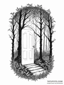 Tattoo design a silhouette of a hidden door i... - эскиз тату (№1754004629_0, 31.07.2025 23:30) — Tatufoto.com