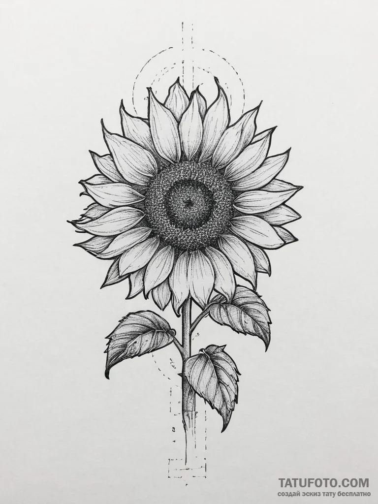 A field of sunflowers, all facing the sun., t... - эскиз тату (№1754005018_0, 31.07.2025 23:36) — Tatufoto.com