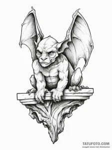 Gargoyle on a ledge (is there, but can be a c... - эскиз тату (№1754005408_0, 31.07.2025 23:43) — Tatufoto.com