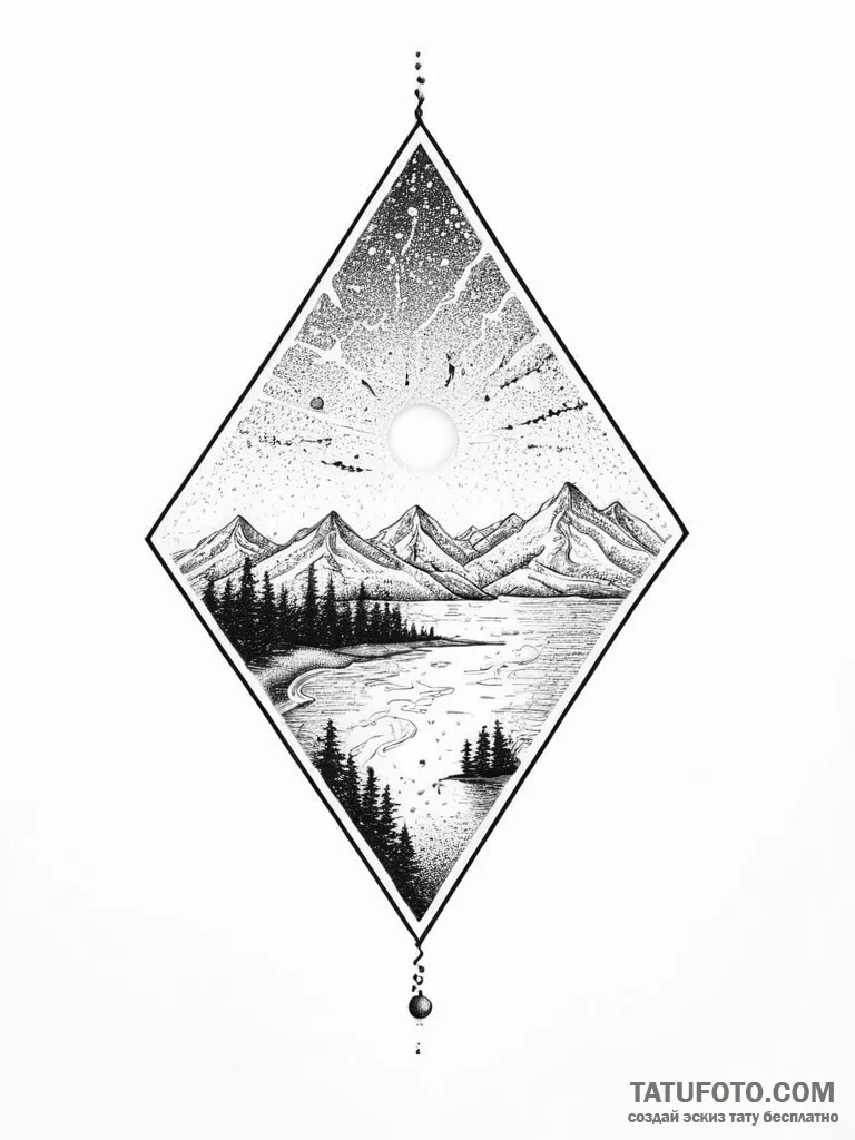 Sky, concept art for tattoo, black and white... - эскиз тату (№1754005800_0, 31.07.2025 23:50) — Tatufoto.com