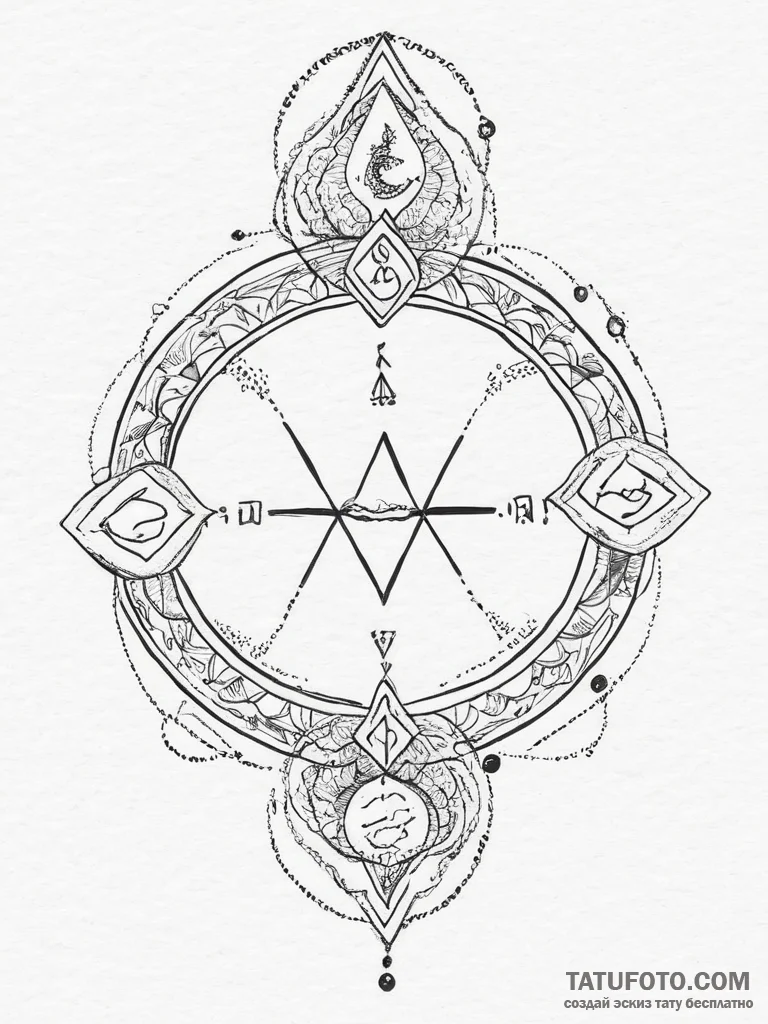 148. tattoo sketch: "veda" rune surrounded by... - эскиз тату (№1754006393_0, 31.07.2025 23:59) — Tatufoto.com