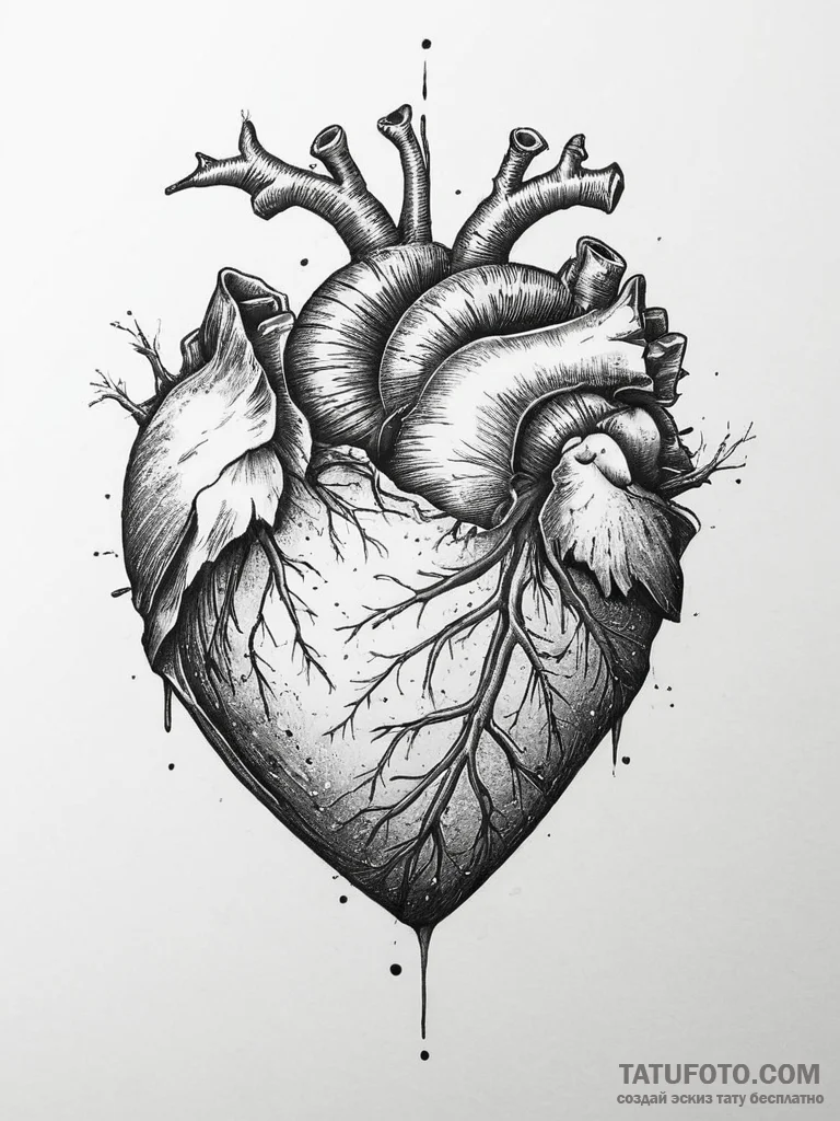 Tattoo design a heart depicted as solid stone... - эскиз тату (№1754006591_0, 01.08.2025 00:03) — Tatufoto.com