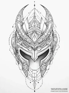Tattoo sketch a stylized spartan helmet merge... - эскиз тату (№1754008569_0, 01.08.2025 00:36) — Tatufoto.com