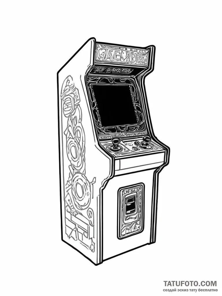 Tattoo design a classic arcade cabinet glowin... - эскиз тату (№1754010346_0, 01.08.2025 01:05) — Tatufoto.com