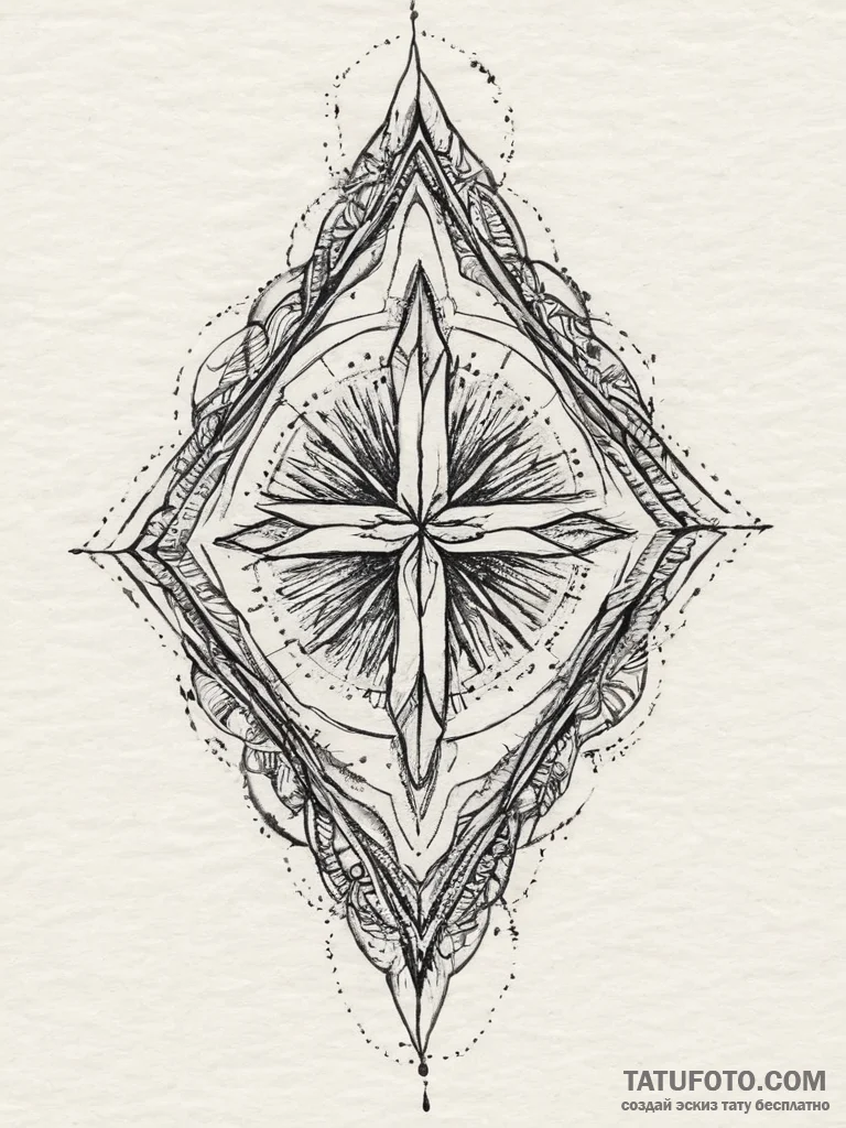 87. tattoo design: a "treba" rune with a subt... - эскиз тату (№1754010542_0, 01.08.2025 01:09) — Tatufoto.com