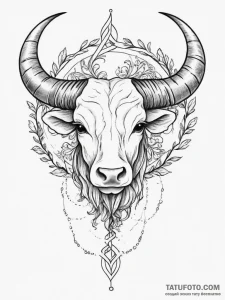 Tattoo design a taurus symbol intertwined wit... - эскиз тату (№1754010741_0, 01.08.2025 01:12) — Tatufoto.com