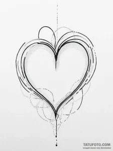 Tattoo sketch a minimalist heart outline. - эскиз тату (№1754011334_0, 01.08.2025 01:22) — Tatufoto.com