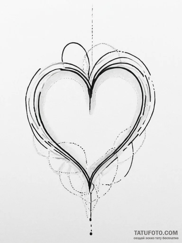 Tattoo sketch a minimalist heart outline. - эскиз тату (№1754011334_0, 01.08.2025 01:22) — Tatufoto.com