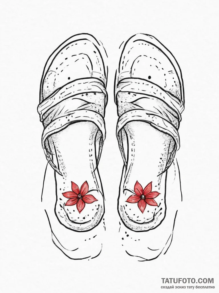 Tattoo design a pair of matching slippers or... - эскиз тату (№1754011533_0, 01.08.2025 01:25) — Tatufoto.com
