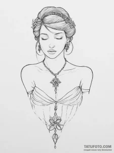 Tattoo sketch a subtle hint of cleavage or a... - эскиз тату (№1754011927_0, 01.08.2025 01:32) — Tatufoto.com