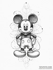 Mickey mouse, tattoo line art, sepia tone ske... - эскиз тату (№1754013509_0, 01.08.2025 01:58) — Tatufoto.com