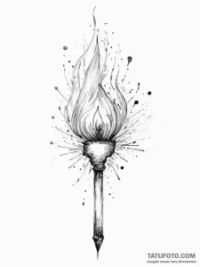 A single burning match, concept art for tatto... - эскиз тату (№1754014891_0, 01.08.2025 02:21) — Tatufoto.com