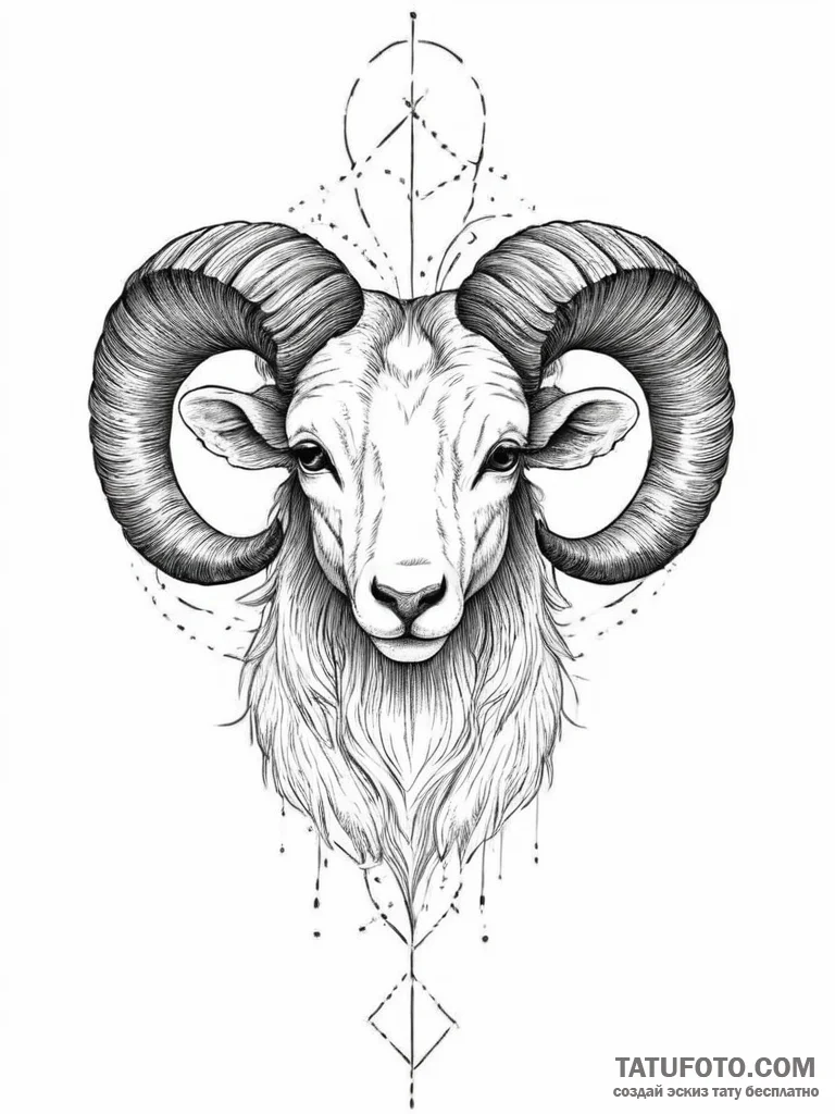 Aries, concept art for tattoo, sketch tattoo... - эскиз тату (№1754015089_0, 01.08.2025 02:24) — Tatufoto.com
