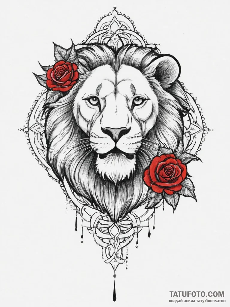 Tattoo sketch a leo lion as a protector of fo... - эскиз тату (№1754017477_0, 01.08.2025 03:04) — Tatufoto.com