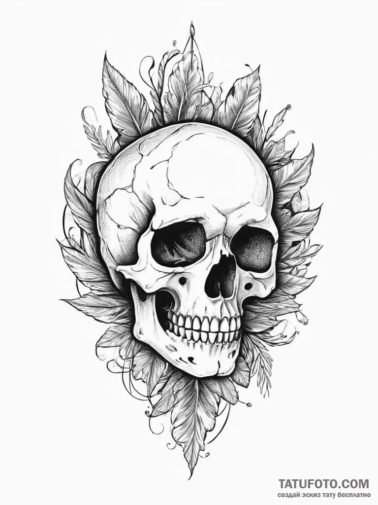 A skull used as an inkwell with a quill, ink... - эскиз тату (№1754017872_0, 01.08.2025 03:11) — Tatufoto.com