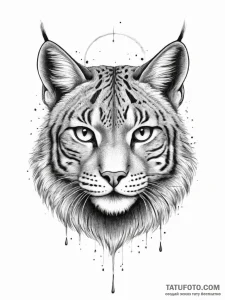 Lynx, concept art for tattoo, on a clean whit... - эскиз тату (№1754018862_0, 01.08.2025 03:27) — Tatufoto.com