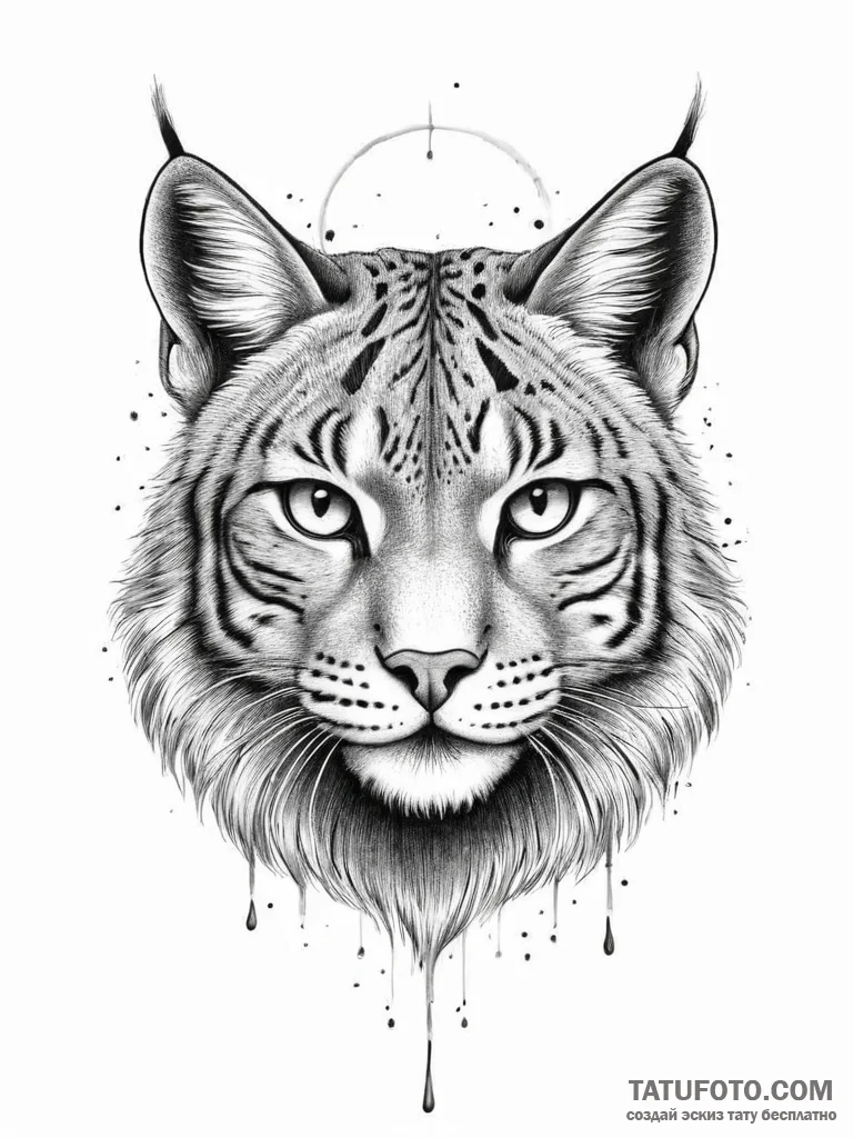 Lynx, concept art for tattoo, on a clean whit... - эскиз тату (№1754018862_0, 01.08.2025 03:27) — Tatufoto.com