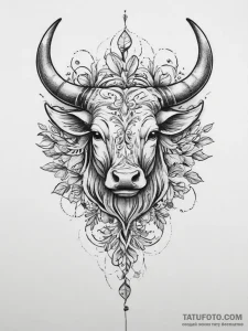Tattoo design a taurus bull, its body formed... - эскиз тату (№1754019462_0, 01.08.2025 03:37) — Tatufoto.com