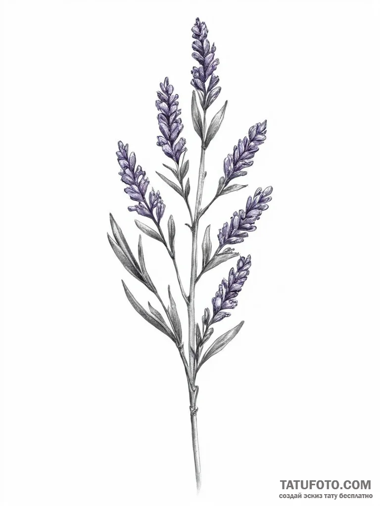 Tattoo sketch a minimalist lavender sprig, fo... - эскиз тату (№1754020055_0, 01.08.2025 03:47) — Tatufoto.com