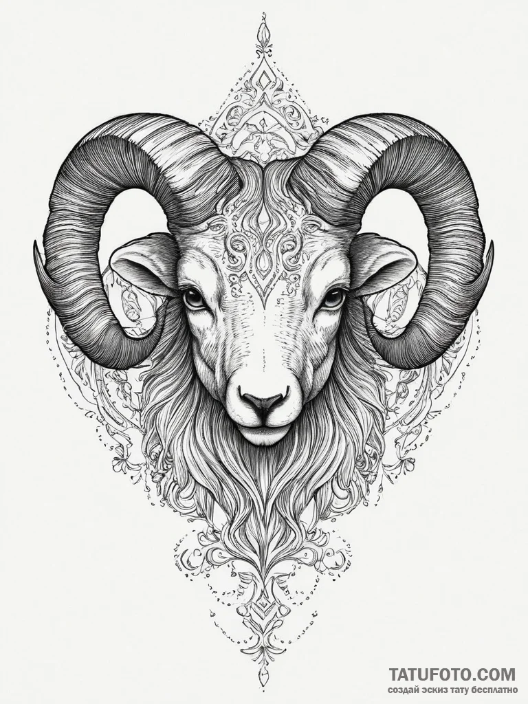 Tattoo sketch a hyperrealistic aries ram's he... - эскиз тату (№1754022034_0, 01.08.2025 04:20) — Tatufoto.com