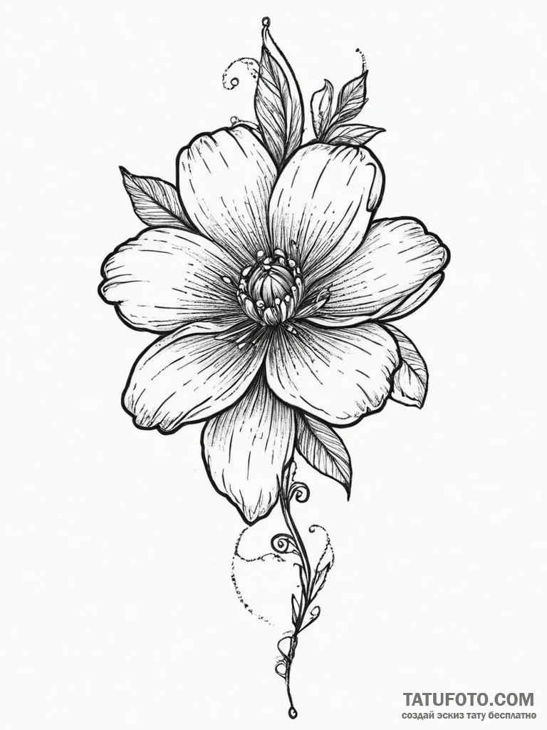 Tattoo design a flower where the stem is a pi... - эскиз тату (№1754022628_0, 01.08.2025 04:30) — Tatufoto.com