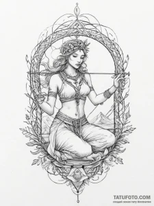 An elegant tattoo sketch of the goddess mokos… — эскиз тату (№1754024219_0, 01.08.2025 04:56) — Tatufoto.com