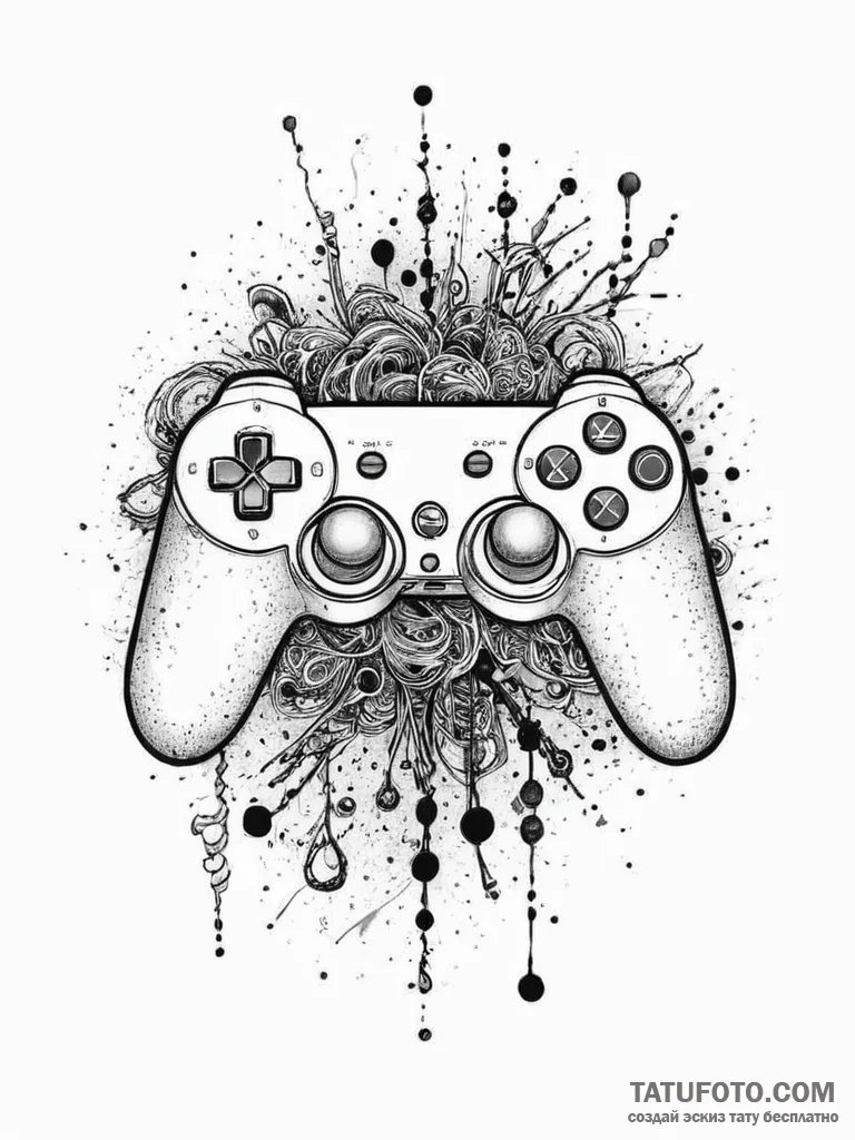 Tattoo design a game controller with a subtle... - эскиз тату (№1754024420_0, 01.08.2025 05:00) — Tatufoto.com