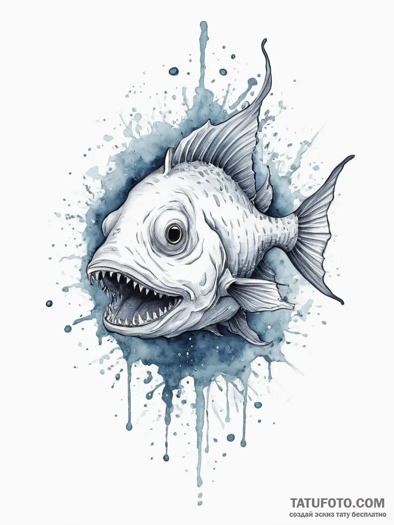 Deep-sea anglerfish, tattoo sketch design, wa... - эскиз тату (№1754025009_0, 01.08.2025 05:10) — Tatufoto.com