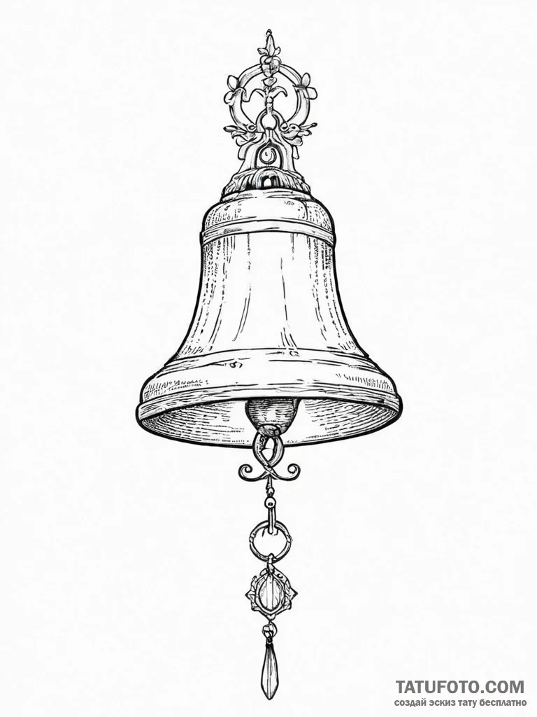 Bell, tattoo drawing outline, black outline o... - эскиз тату (№1754025602_0, 01.08.2025 05:20) — Tatufoto.com